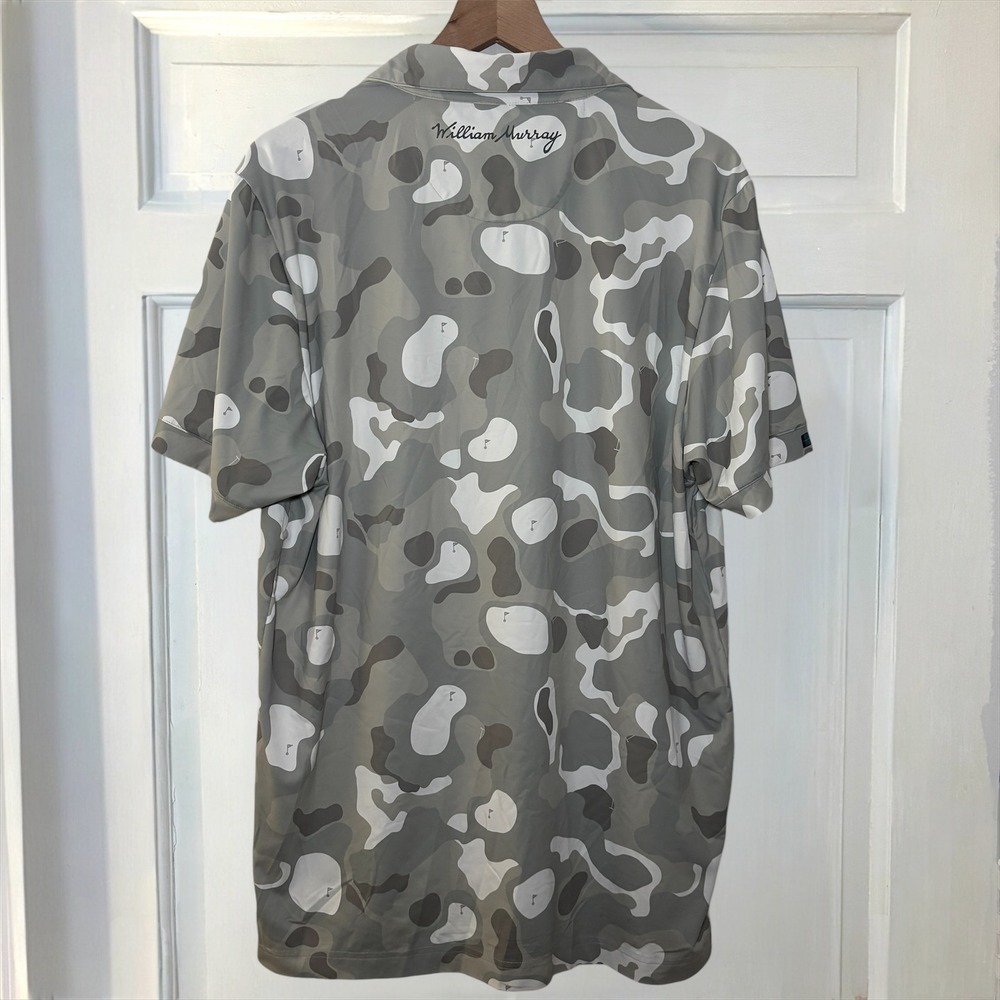 William Murray Camo Golf Polo Men L Gray Course all over Print Performance Shirt - Picture 5 of 9